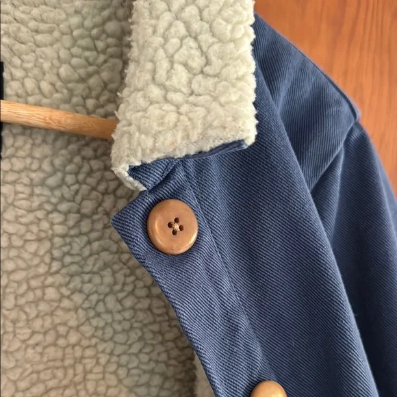 Ilana Kohn Blue Button-Up Coat with Sherpa Lining - Picture 6 of 13